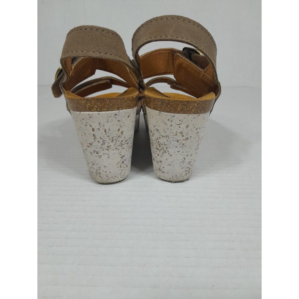 Otbt Platform Sandals Beige Suede Peasant Wedge Shoe Sandal Women Sz 6 Greige - Picture 6 of 14